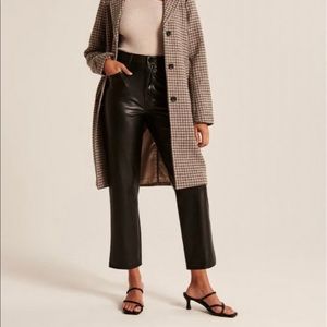 Abercrombie & Fitch Curve Love Vegan Leather Ankle Straight Pant